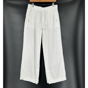 Athleta Womens Retreat High Rise 100% Linen Wide Leg Pants 12 Resort Minimalist